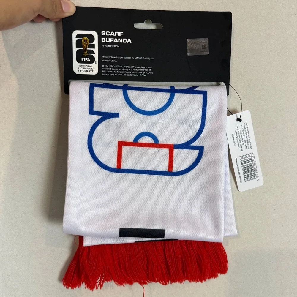 FIFA World Cup 2026 USA Scarf Official White Blue Red Unisex 26